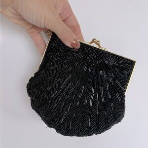 Vintage Black Carolyne Barton Beaded Purse Mini Bag